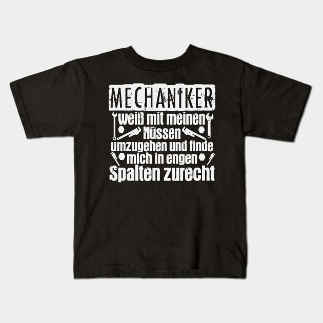 Mechanic Quote German | Pun Cars Mechanical Engine Kids T-Shirt by DesignatedDesigner